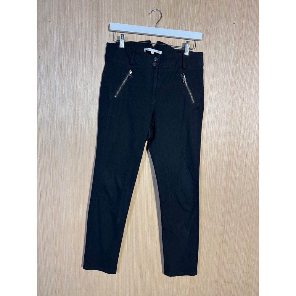 Veronica Beard Black Scuba Legging Pants Size 8 Front Zip Equestrian Skinny Slim